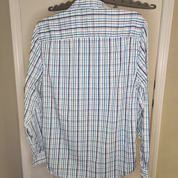 Simply Southern Men's Medium Button Up Long-sleeved Blue Plaid Shirt - Picture 3 of 6
